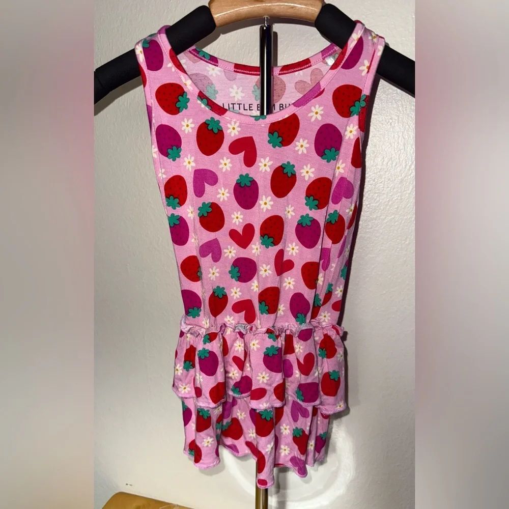 Little Bum Bums bamboo viscose strawberry ruffle dress, size 3T